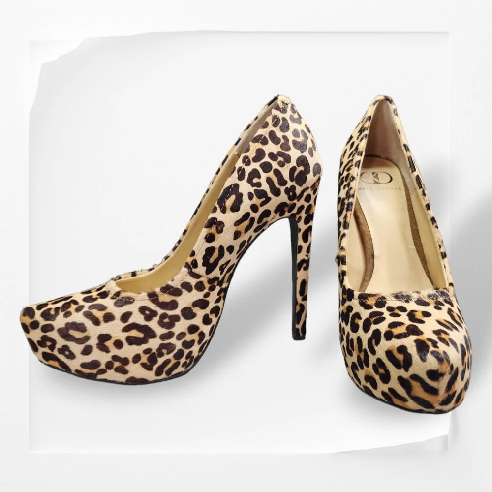 Kelsi Dagger Vintage Brette Cheetah Print Calf Hair Leather Heels - Picture 2 of 9
